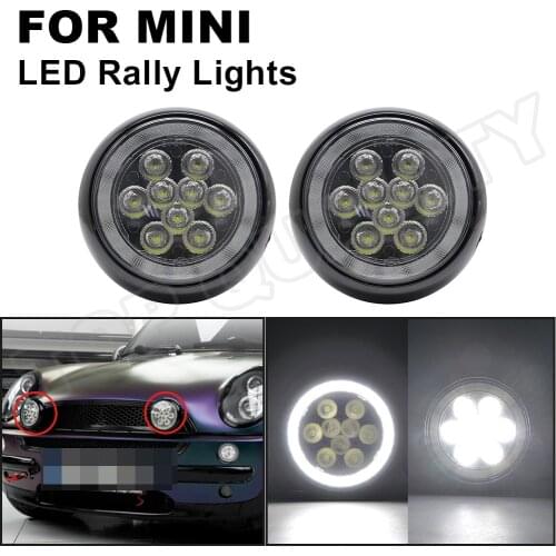 For 2001 2002 2003 2004 2005 2006 Mini Cooper R50 R52 R53 LED DRL Daytime Running Rally Light With Halo Ring Fog Driving Lamp 2X