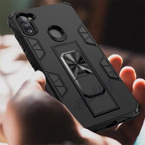 For Samsung Galaxy A11 M11 A21 A31 A41 A51 A71 5G A30S A30 A40 A50 A70 Note 10 Lite Hard Armor Metal Ring Holder Shockproof Case