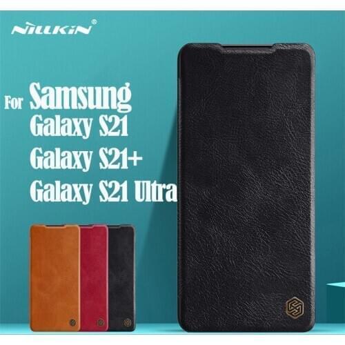 For Samsung Galaxy S21 Flip Case S21 Plus S21 Ultra Cover Nillkin Qin Leather Flip Cover Card Pocket Book Case For Samsung S21