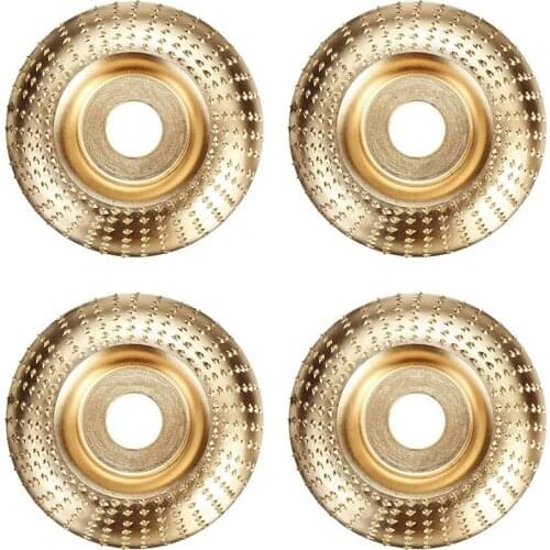 HLZS-4Pcs 100mm Wood Shaping Discs,Bore 22mm Carving Wheels, Woodworking Angle Grinder Attachment
