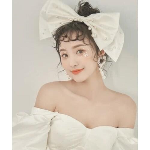 Korean-style top clip exaggerated big bow tiara wedding hair act the role ofing fairy photo wedding dress ornaments wedding