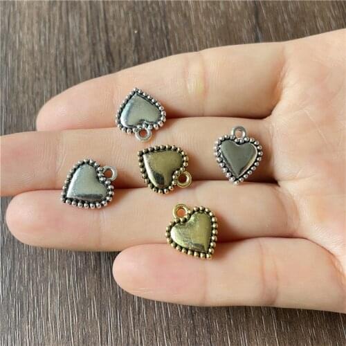 JunKang 12mm*14mm popular European American solid small heart pendant DIY handmade bracelet Necklace Jewelry connection