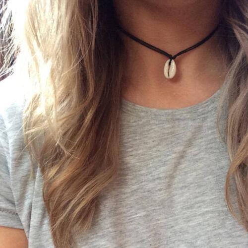 KBJW Vintage Bohemian Beach Jewelry Necklace Black Cord Nature Sea Shell Pendant Necklace Adjustable Size Good Quality Necklaces