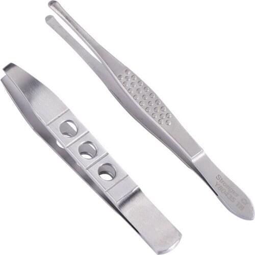 Stainless steel round eyelash tweezers eyebrow trimming grafting false eyelashes tweezers