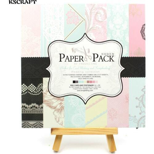 KSCRAFT 6'Single-side Printed Wedding Pattern Decorative Scrapbooking paper set of 24sheets printed background craft paper