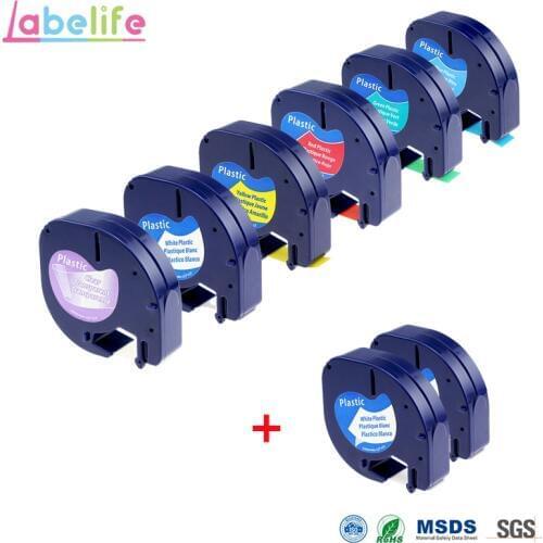Labelife 8 Pack Combo LetraTag Plastic 12267 91201 91202 91203 Compatible DYMO Label Tape for DYMO Label Makers LetraTag LT-100H