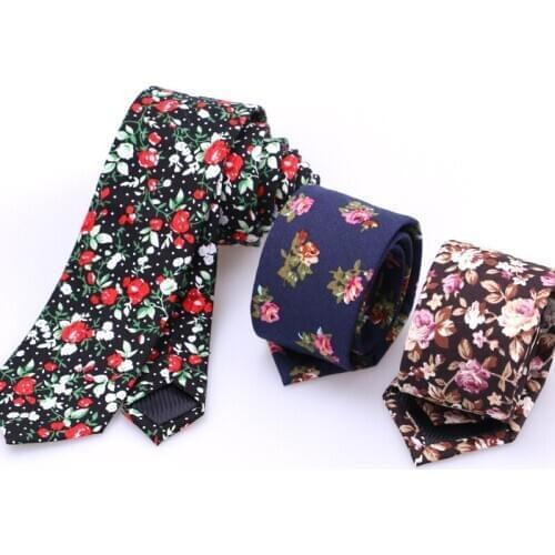 Linbaiway 6cm Cotton Floral Printed Necktie Ties for Mens Business Man Shirt Casual Slim Long Necktie Accessories Custom Logo
