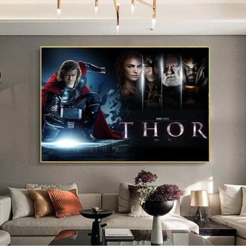 Marvel Avengers Superhero Canvas Painting Character Thor Posters and Prints Wall Art Pictures for KidS Living Room Home Decor