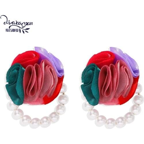 Dvacaman Fashion Handmade Simulated Pearl Drop Earrings For Women Sweet Flower Dangle Earrings Statement Girls Wedding Jewelry