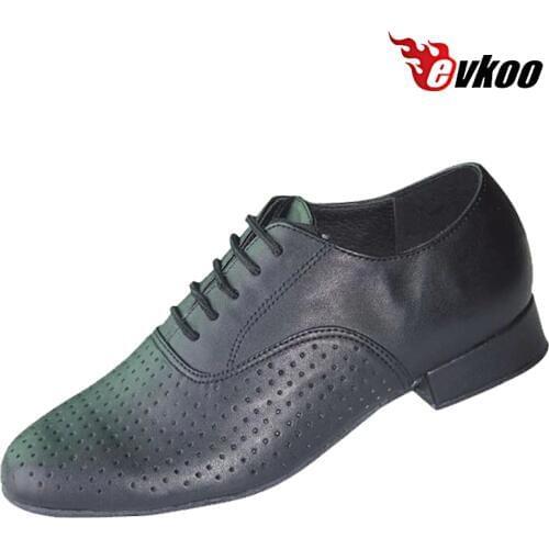 Evkoodance Brand New Mens Ballroom Latin Tango 2.5cm Heel High Dance Shoes Genuine Leather Black And White Evkoo-366