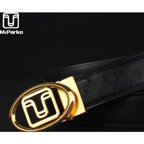 McParko Ostrich belt Luxury Genuine Leather Belts for Men Suit pant Business Waist Belt Ostrich Leather Elegant design Male Gift
