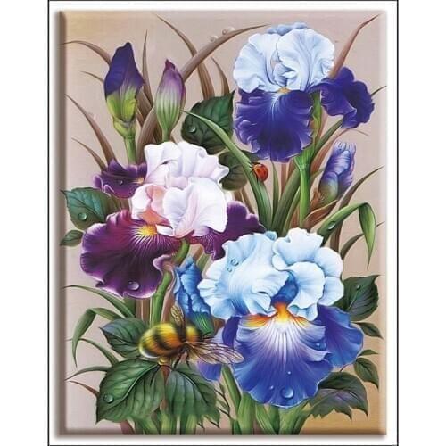 The Iris flowers Cross Stitch Set Needlework Embroidery kit 11CT 14CT Aida Fabric Count Print Canvas DMC