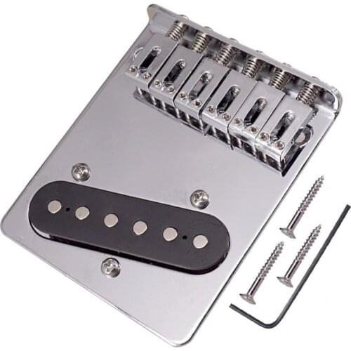 A set of Chrome 6 Flat Saddle Guitar Bridge & Pickup for Electric guitar accessories Musical instrument (3 Screws hole)