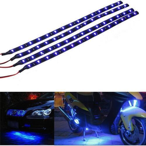 4pcs 30cm Blue 3528 15 SMD LED Flexible Light Waterproof For Home Outdoor Car High Power LED Strips Tube Lamp Decorative