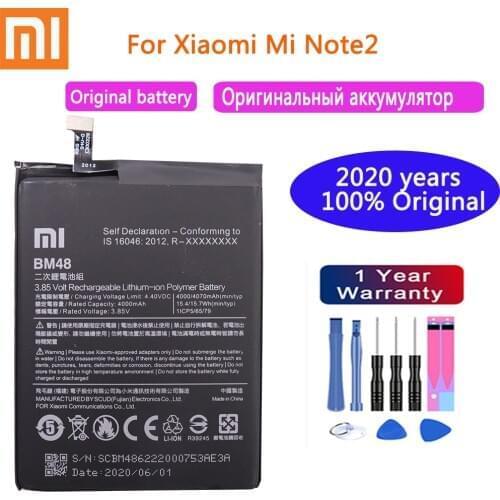 2020 years Xiaomi Original Replacement Battery BM48 4000mAh for Xiaomi Mi Note 2 Phone Batteries with free tools