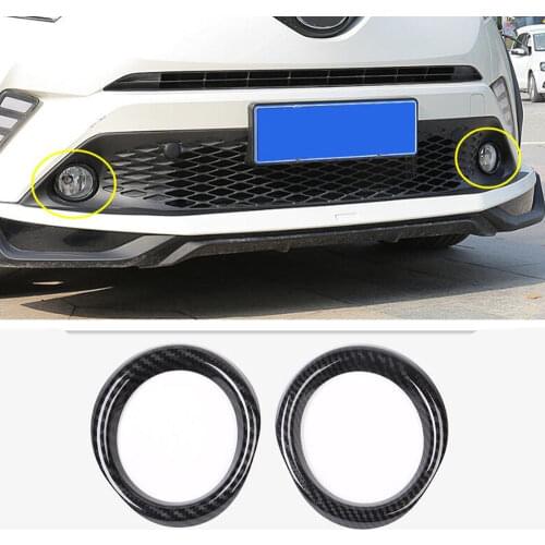 Fit For Toyota C-HR CHR 2016 2017 2018 2019 Carbon Fiber Front Fog Light Cover Ring Trim 2pcs