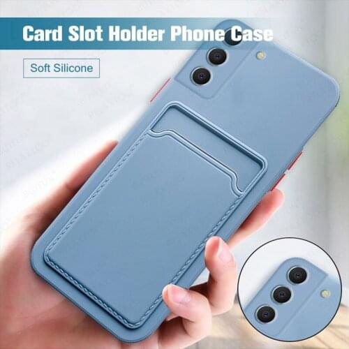 Candy Color Card Slot Wallet Phone Case For Samsung Galaxy S21 Samsong Sansung S 21 30 6.2" Soft Silicone Shockproof Cover Shell