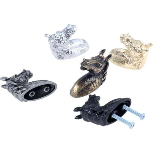 Zinc Alloy Furniture Cabinet Knobs and Handles Horsehead Pull Handle Kitchen Cupboard Wardrobe Dresses Drawer Creative Door Knob