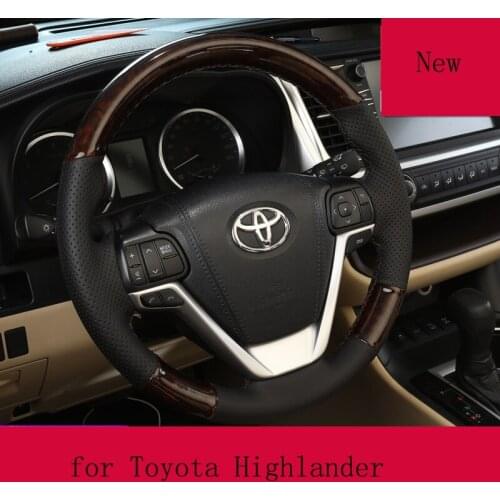 Hand-Stitched Leather Suede Carbon Fibre Car Steering Wheel Cover for Toyota Highlander Special-purpose Car Accessories