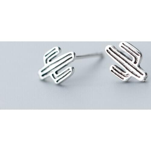 Fashion Silver Color Vintage Cactus Stud Earrings for Women School Girls Daughters Wedding Jewelry eh499