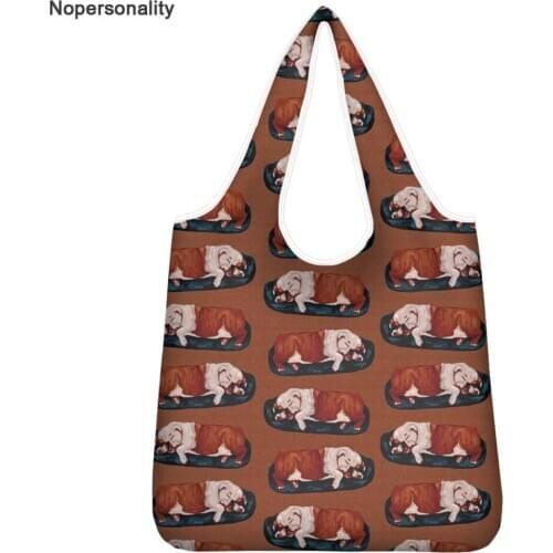 Foldable Bulldog Pug Shopping Bags Reusable Tote Pouch Recycle Shopper Storage Handbag Lightweight Useful Shopping Bags