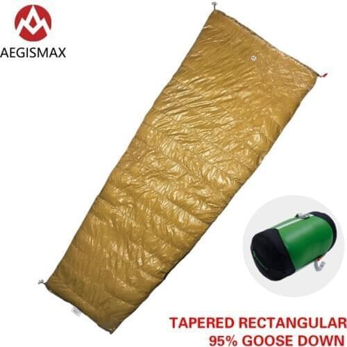 AEGISMAX 95% White Goose Down Sleeping Bag Fan Shape 3 Season Ultralight Camping Hiking Famliy