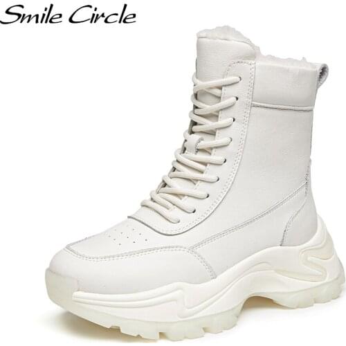 Smile Circle Winter Chunky Platform Boots Women Ankle Boots Fall Fashion Casual Super soft lining Thick bottom Women Bootie