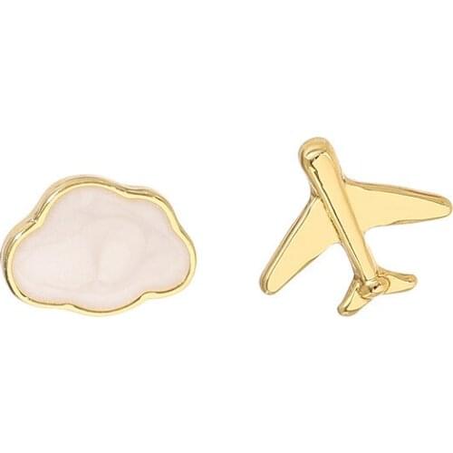 2021 new Korean cute asymmetric airplane cloud small earrings earrings women wholesale Earings Fashion Jewelry Aretes De Mujer