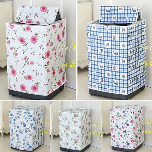 1Pc PEVA Washing Machine Cover Sunscreen Dust Proof Cover Waterproof Case Washing Machine Protective Dust Jacket Top Open