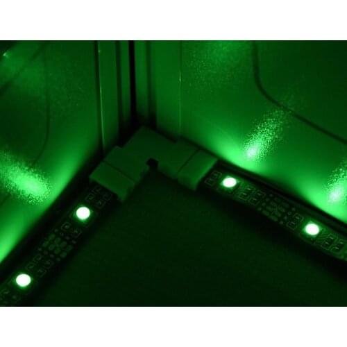 10 Pack White L Shape 4 Pins RGB LED Strip Connector Quick Splitter 4pin connector L-shaped adapter Drop shipping