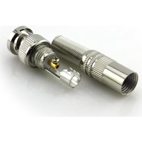 100pcs/lot BNC Male Connector for RG-59 Coaxical Cable, Brass End, Crimp, Cable Screwing, CCTV Camera BNC connector