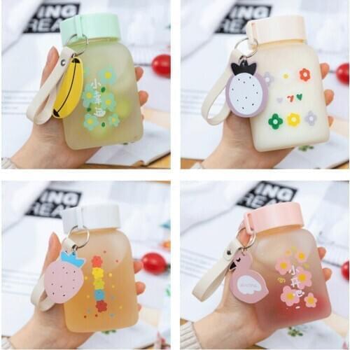 350ML Mini Kids Glass Bottle with Lid Rope Coffee Travel Mugs Water Bottle Sports Water Bottle Cup for Milk Coffee Tea Juice