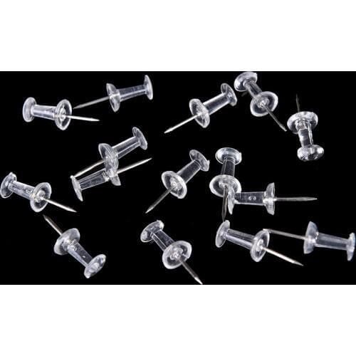 40pcs/set Clear Transparent Plastic Tacks Push Pins Assorted Making Thumb Tacks Cork Board Office School Stationery Supplies