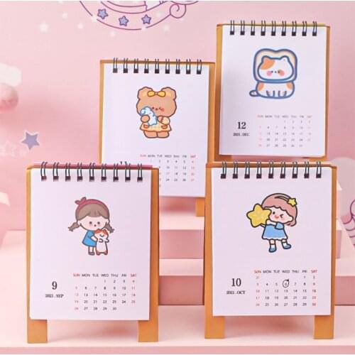 53CC Cute Monthly Calendar Decorative Flipping Tabletop Calendar Aug. 2021-Dec. 2022 Ideal for Office Clerks Teacher Children
