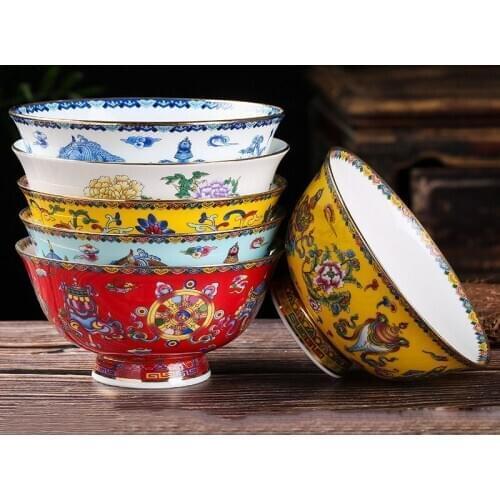 6 inch Jingdezhen Handmade Ceramic Ramen Soup Bowl Chinese Luxury Bone china Rice Bowls Food Mixing Container Kitchen Tableware