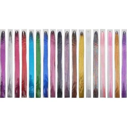 Sparkle Shiny Hair Tinsel Rainbow Hair Tinsel False Hair Extension Bling Decoration Glitter Strips Party for Braiding Headdress