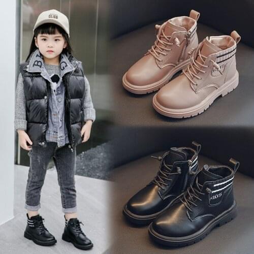 2021 New Winter Children Shoes PU Leather Waterproof Martin Boots Kids Snow Boots Brand Girls Boys Rubber Boots Fashion Sneakers