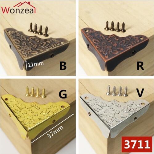 12pcs 37mm Book Corner Bronze Scrapbooking Albums Menus Folders Protectors Decoration Metal Crafting Box Corner Bracket