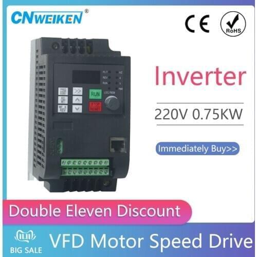 CE ac mini Frequency Inverter VFD 0.75KW inverter 220V AC Frequency Inverter 1 phase input 3 phase 220 V output