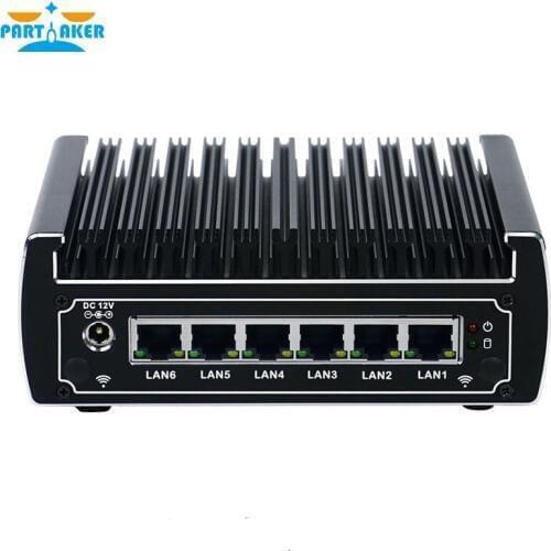 Black 6 Lan Fanless Router with Intel Kaby Lake i5 7200u DDR4 RAM 4*USB 3.0 Ports PARTAKER