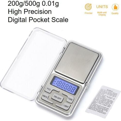 200g/500g Digital Pocket Scale 0.01g Accuracy High Precision Balance Mini Electronic Scales Weight Balance For Jewelry Kitchen
