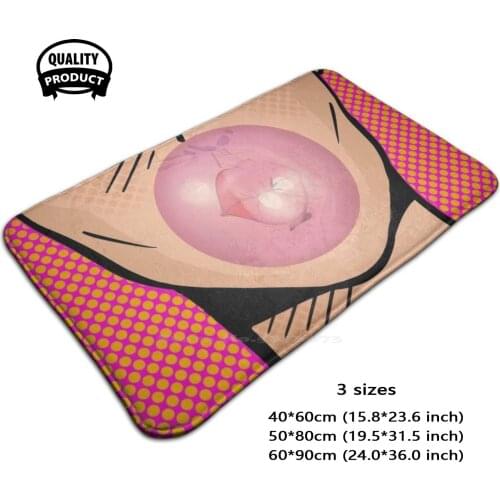 Pop Art Bubble 3 Sizes Home Rug Room Carpet Pop Art Pop Art Comic Comic Funny Bubble Gum Humour Humorous Female Cartoon Fun Face