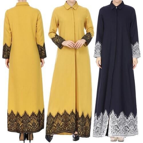 Dubai Kaftan Dress Muslim Party Abaya Women Arabic Lace Cardigain Patchwork Turkey Islam Prayer Caftan Marocain Dresses
