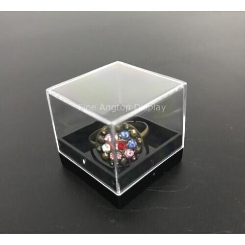 27*27*26mm Jewelry Storage Display Small Plastic Standard Box Mineral Crystal Specimen Ring Display Collection Box Square PS Box
