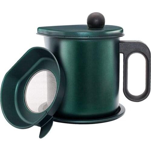 Cooking Oil Container with Strainer,Oil Container Kitchen, Anti-Scald Handle and Anti-Slip Coasters