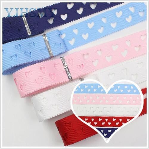 YJHSMY I-19801-1770,10yards, hot sale 28mm hollow Flowers solid Grosgrain Ribbon,DIY handmade materials,Clothing accessories