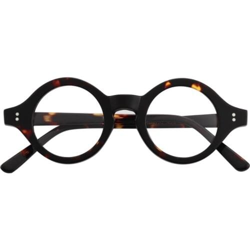 Agstum Handmade Acetate Small Round Optical Glasses Frame Spectacles Clear Lens