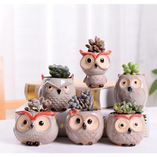 Mini Owl Flowerpot Plant Flower Pot Home Office Decor Planter Succulent Cactus Bonsai Flowerpot Plant Holder Home Garden Decor