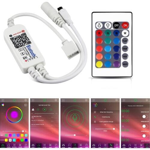 DC 5V 12V 24V Mini Bluetooch LED RGB Controller iOS Android APP 24Key IR Remote Controler for 3528 5050 LED Strip with 4pin