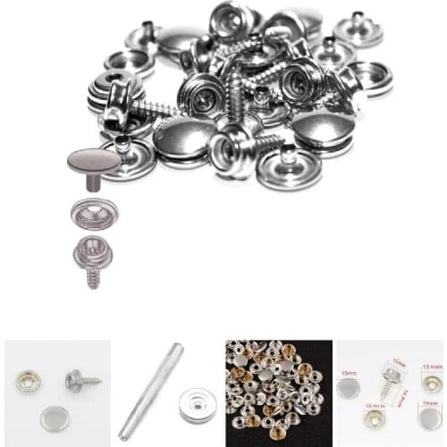 50Pcs Push Button Set Stainless Steel Snap Buttons Kit With Tools for Tarpaulin Camping Sewing B1
